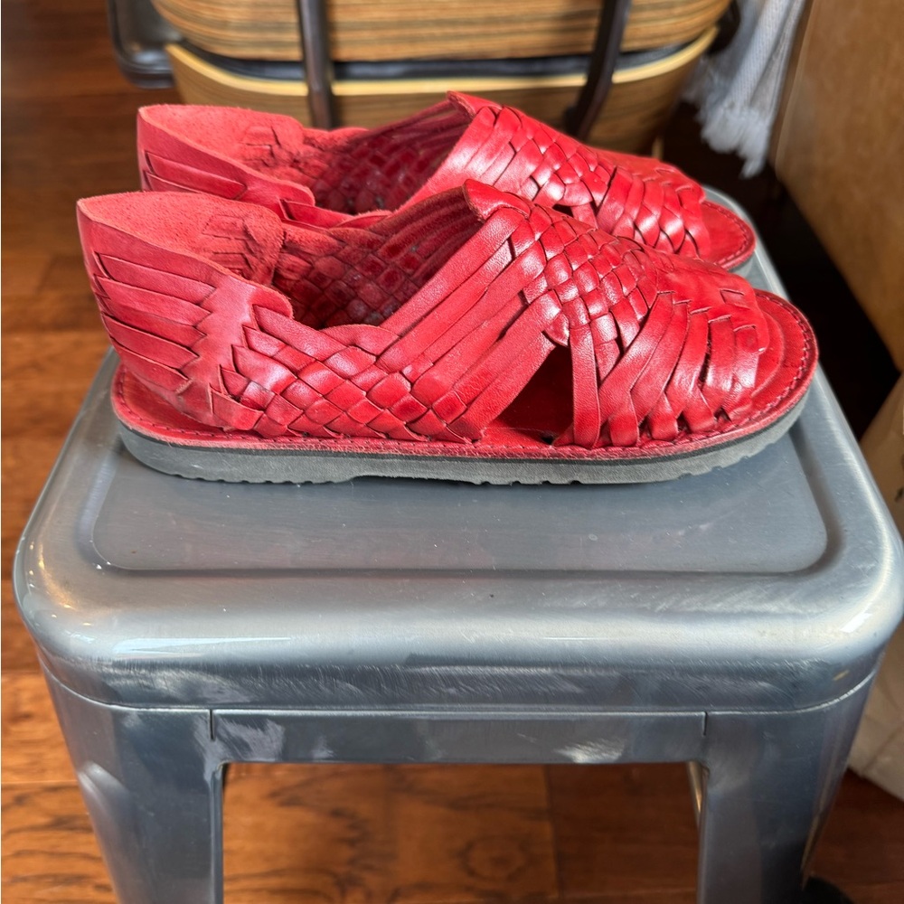 Brand X Red Woven Leather Sandals - Picture 4 of 6